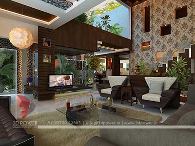 living room interior villa render